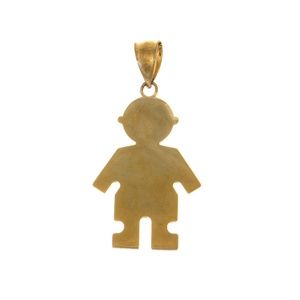 14k Yellow Gold Engravable Boy Figure Charm Pendant